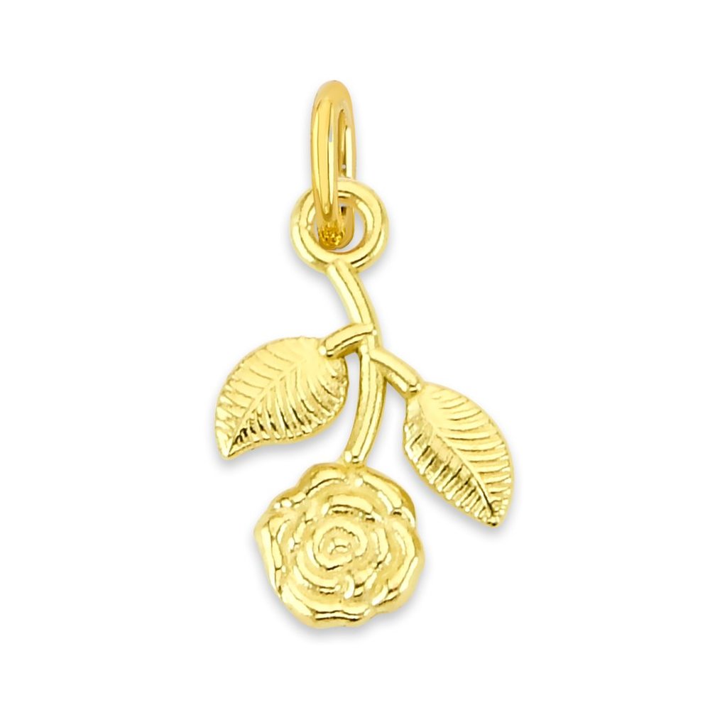 Solid 14k Gold Hanging Rose Charm with Clasp